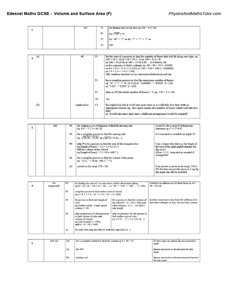 Volume and Surface Area (F) MS | PDF | Technology & Engineering