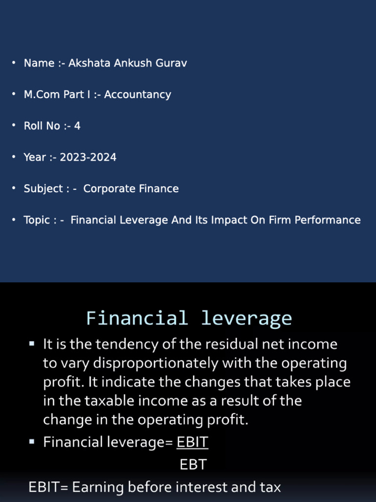 Financial Leverage and Its Impact On Firm Performance | PDF