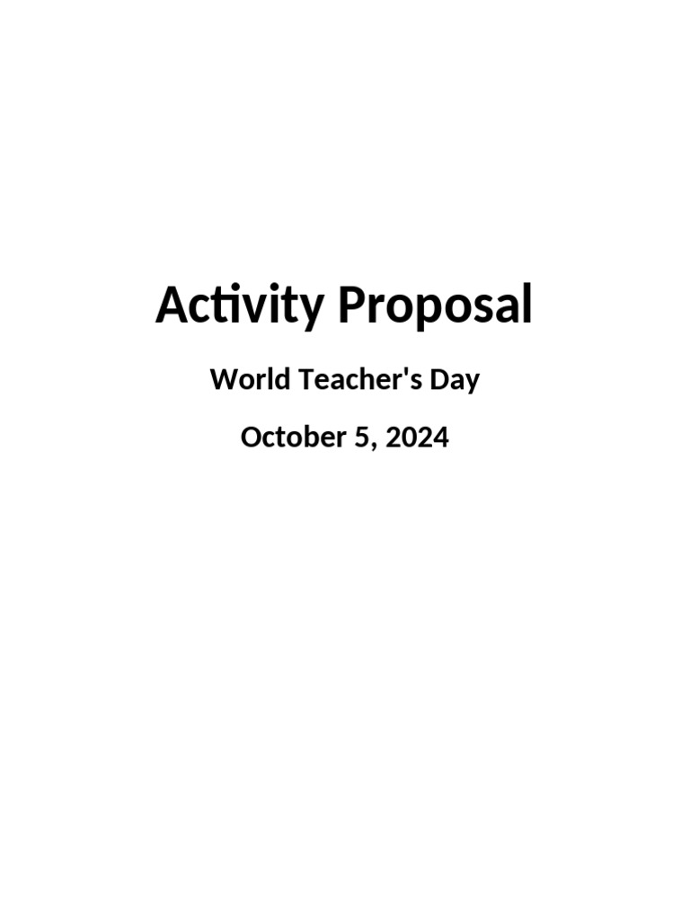 Activity Proposal - World Teacher's Day | PDF