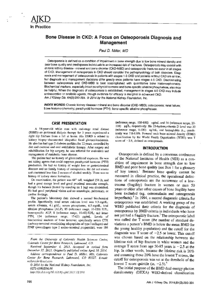 Bone Disease in CKD: A Focus On Osteoporosis Diagnosis and Management ...
