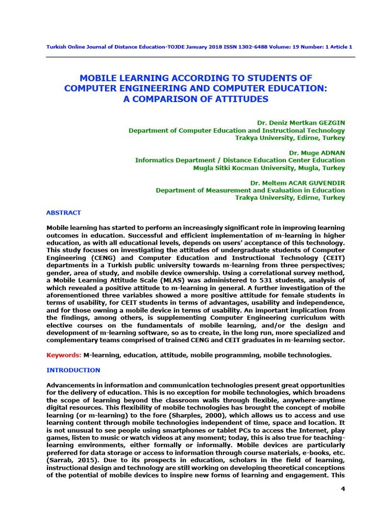 Student Attitudes Toward Mobile Learning | PDF | Educational Technology ...