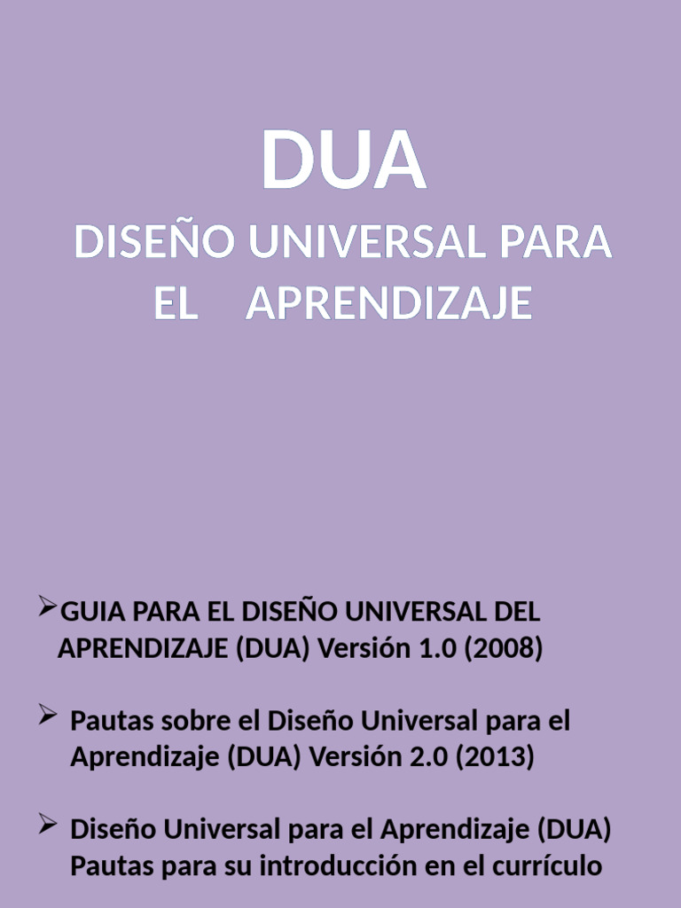 Presentación DUA | PDF | Aprendizaje | Plan de estudios