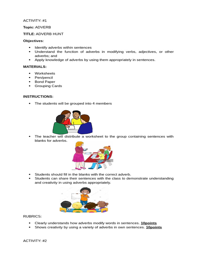 10 Activities | PDF | Adverb | Preposition And Postposition