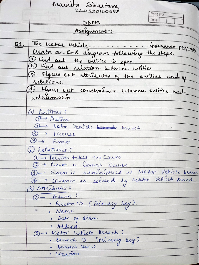 DBMS Assignment 1 | PDF