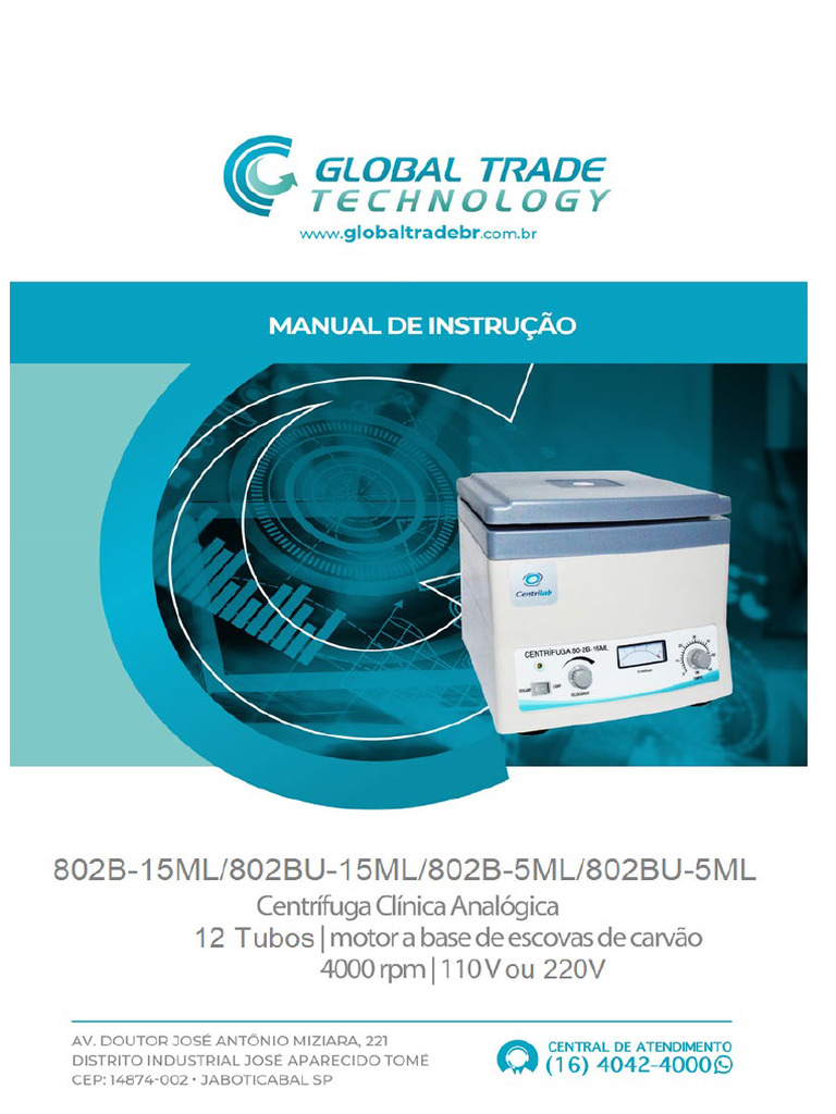 Manual de Uso da Centrífuga 80-2B | PDF | Centrifugação | Centrífuga