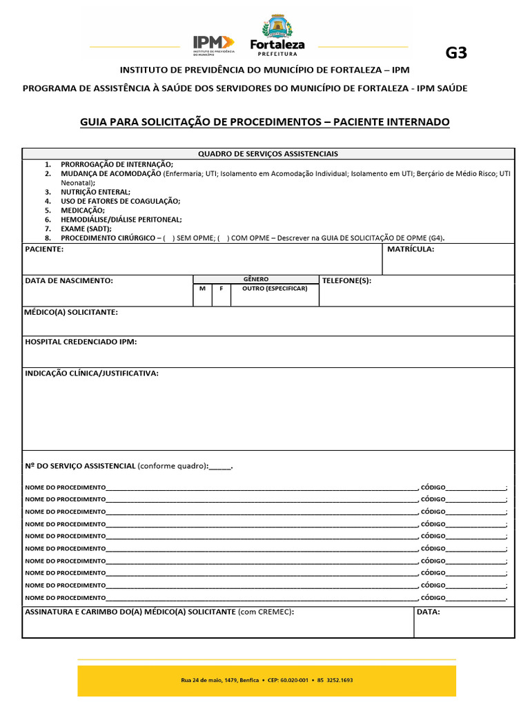 Guia de Solicitação de Internação IPM | PDF | Sistema de saúde ...