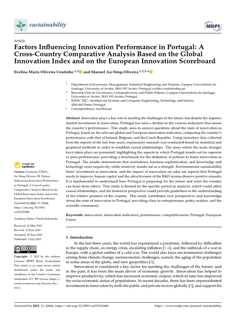 Factors Influencing Innovation Performance in Portugal | PDF ...