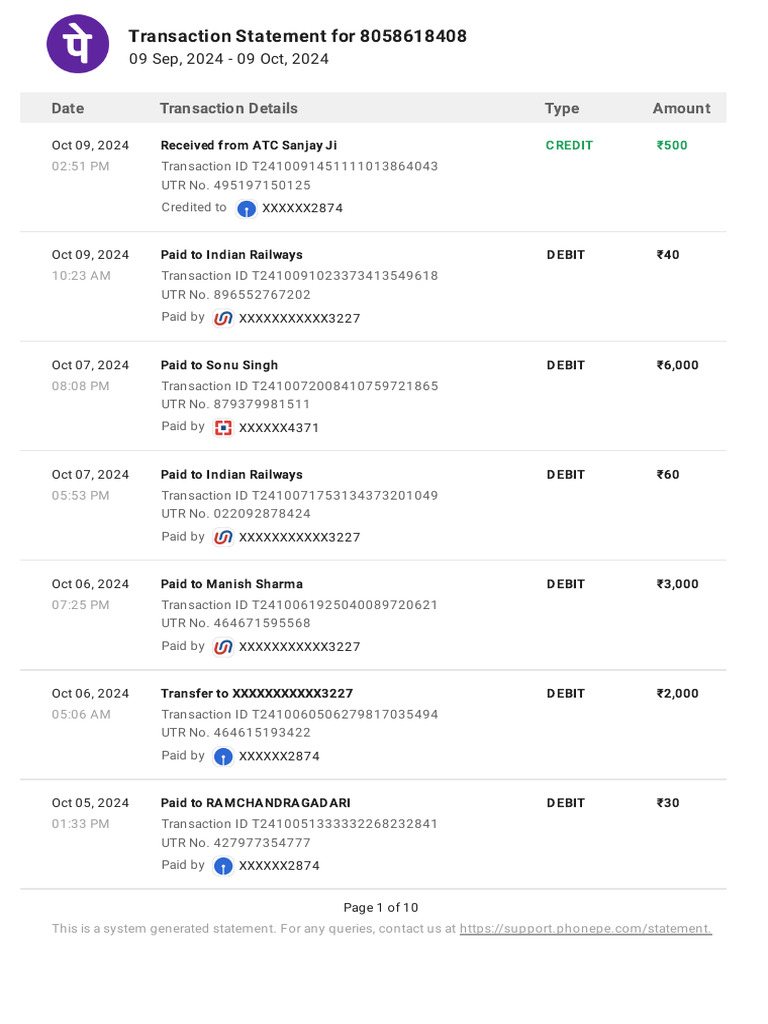 Transaction Statement: 8058618408 | PDF | Debit Card | Corporate Jargon