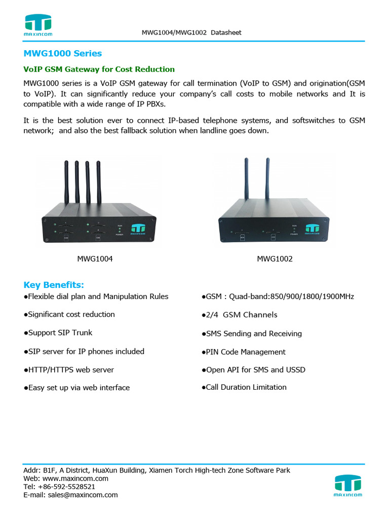 VoIP GSM Gateway MWG1000 Series Datasheet | PDF | Session Initiation ...