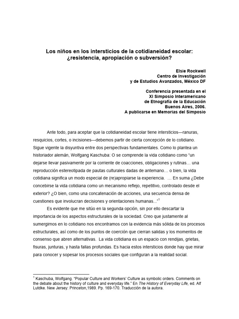 Rockwelllos Niños en Los Intersticios de La Cotidianeidad Escolar