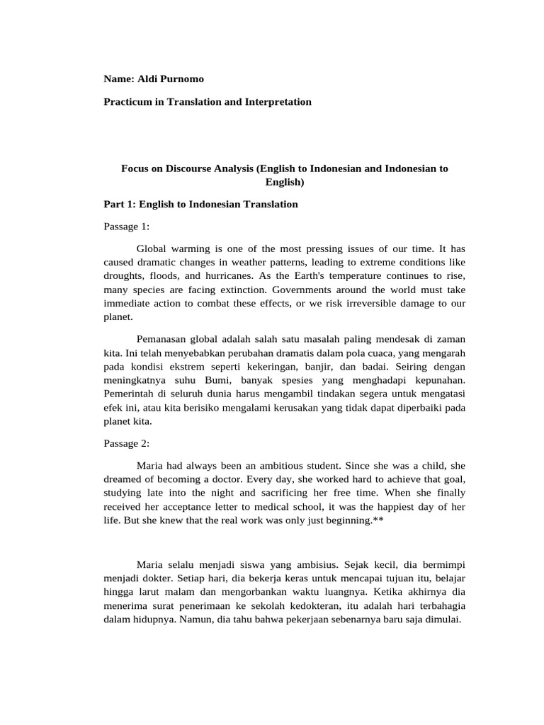 Translation and Discourse Analysis Guide | PDF | English Language ...