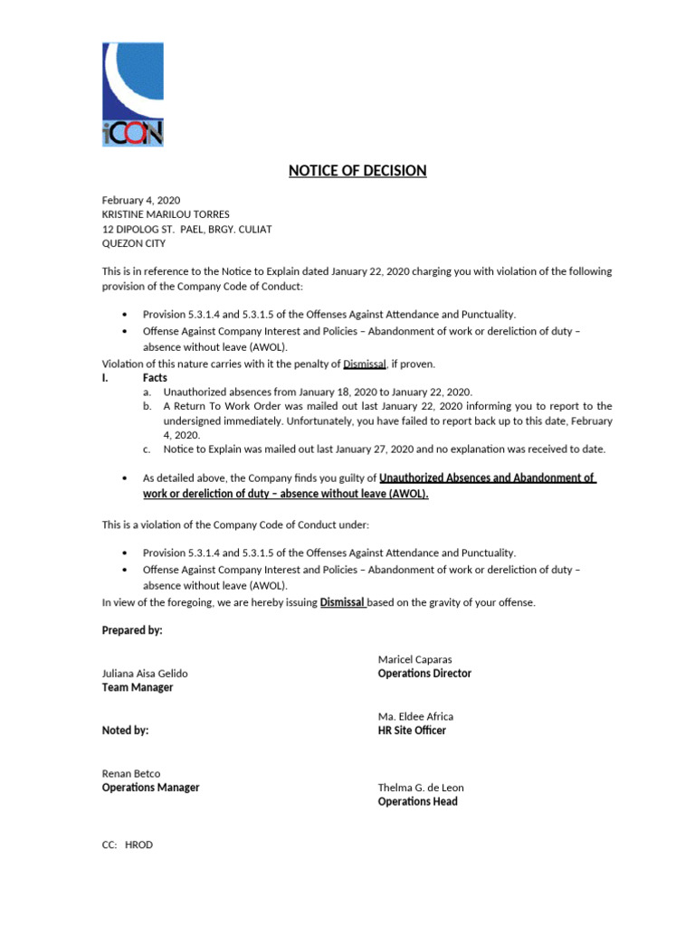 Sample NOD - RJDELOSREYESFeb42020 | PDF