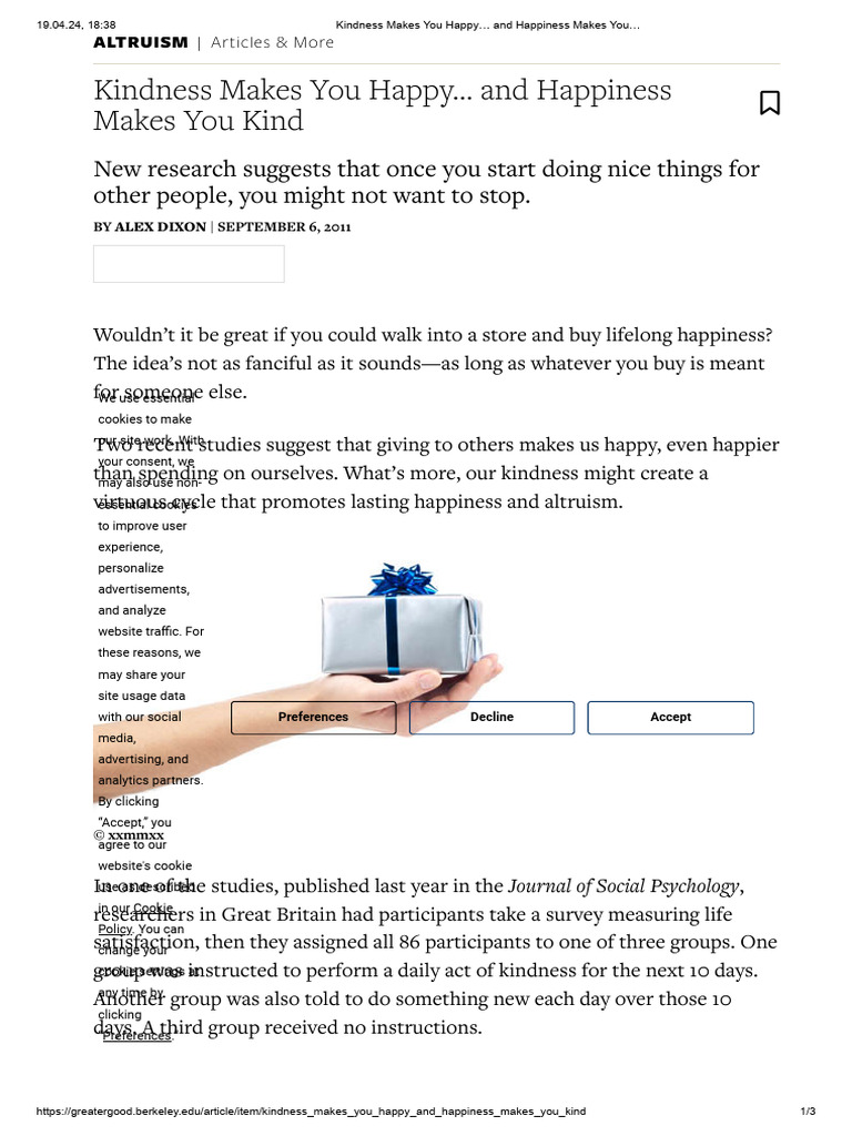 Kindness Makes You Happy And Happiness Makes You Pdf Happiness