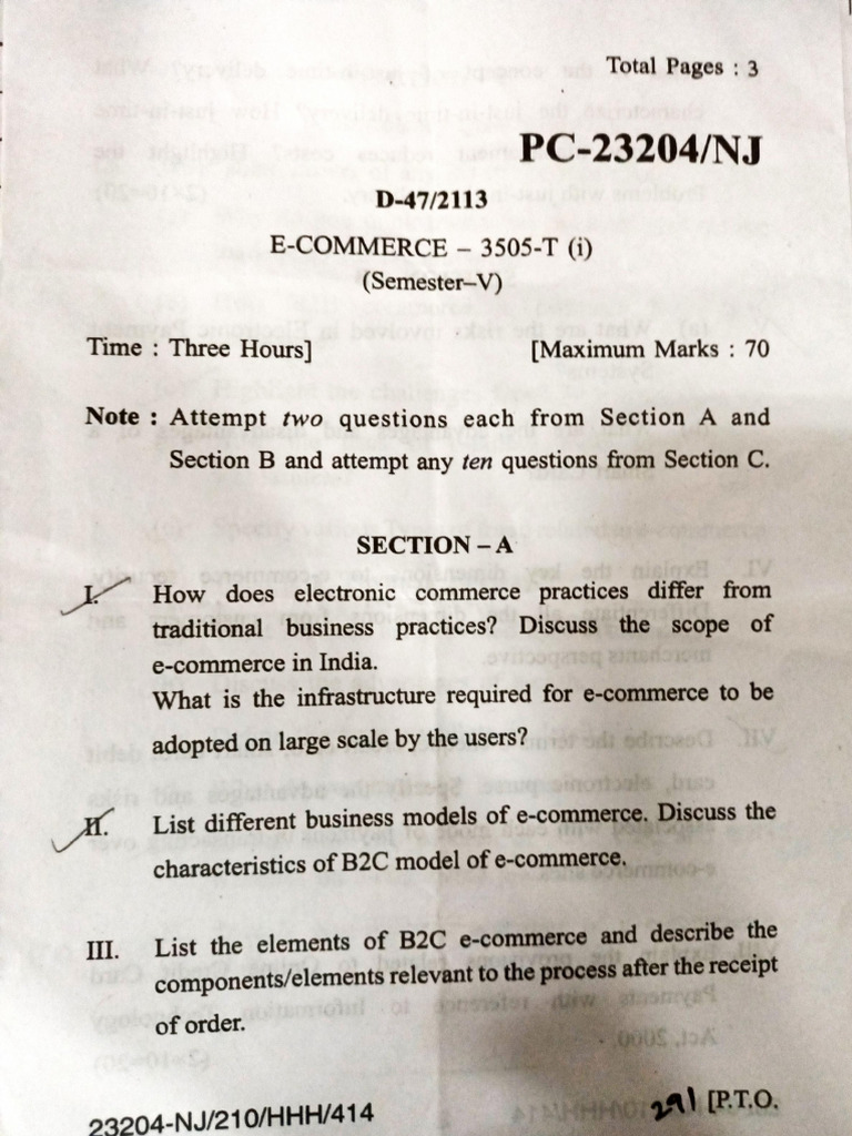 E-Commerce 5th Sem Question Paper | PDF | E Commerce | Lean Manufacturing