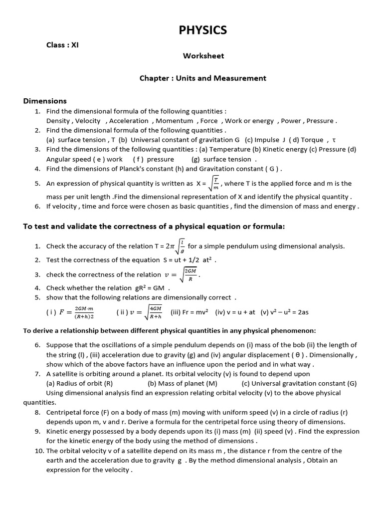 Dimensional Analysis in Physics | PDF | Orbit | Force