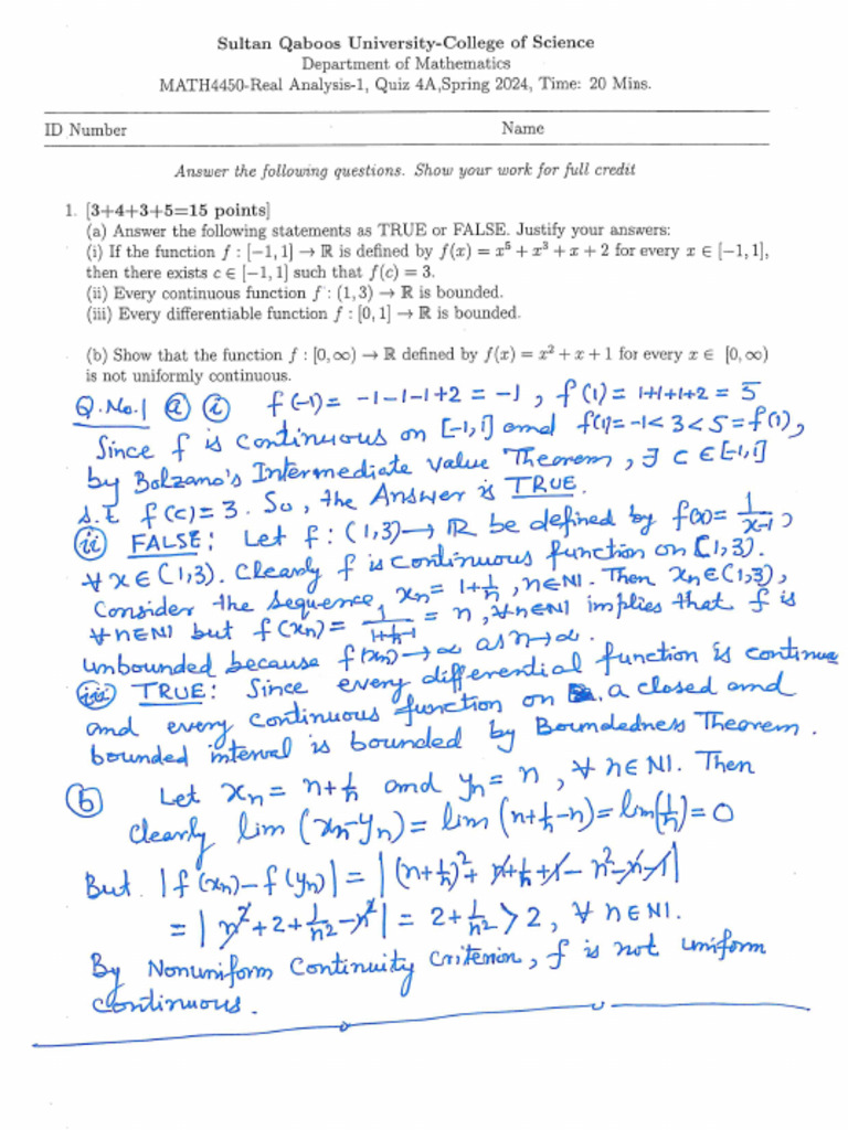 Solutions Quiz 4 | PDF