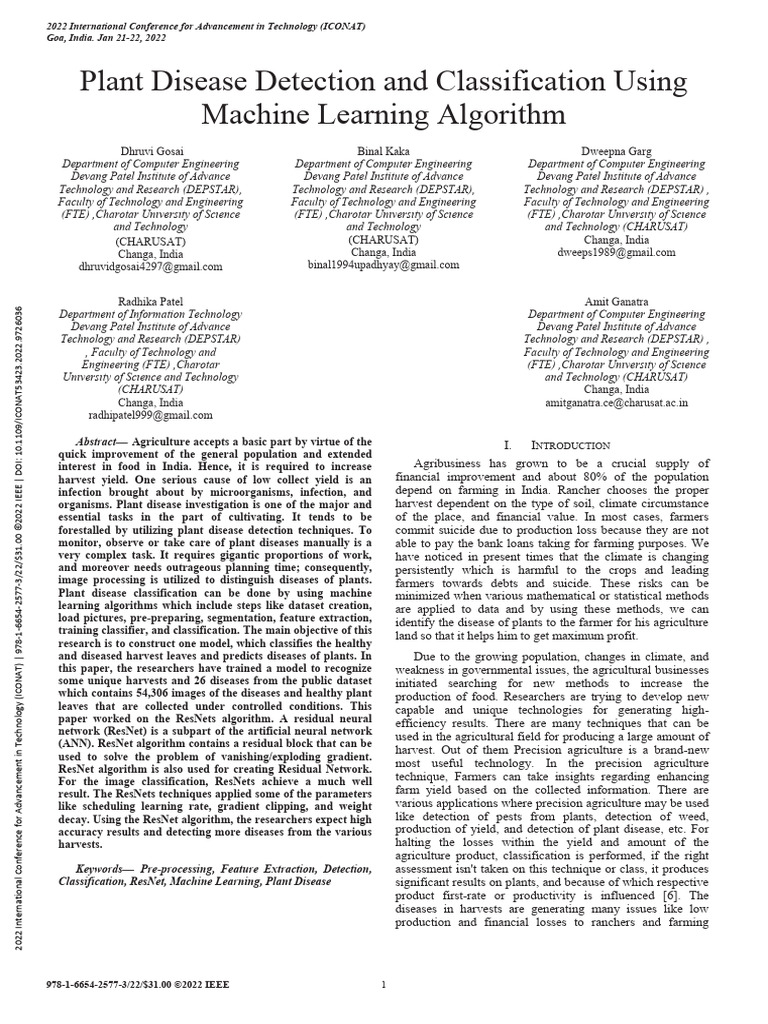 AI Plant Disease Classification Using ResNet | PDF | Machine Learning ...