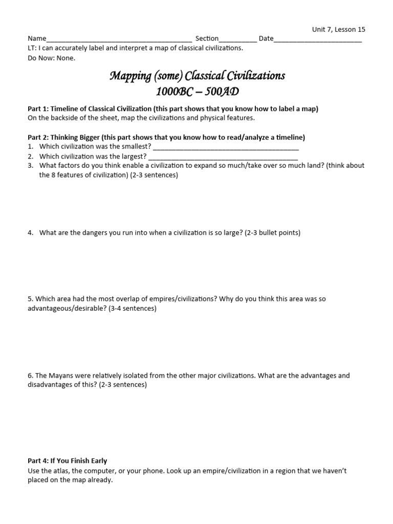 9global Map Civilization Handout Front | PDF
