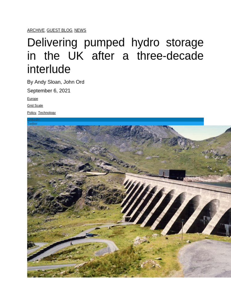 Article On Pumped Storage Pdf Hydroelectricity Energy Storage