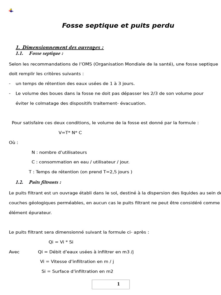 Schéma fosse septique 2 compartiments | PDF | Fosse septique | Eau et l ...