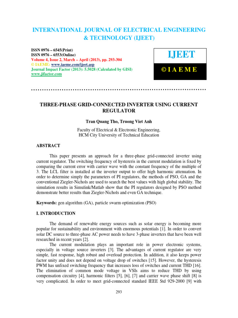 Three Phase Grid Connected Inverter Usin | PDF | Power Inverter | Power ...