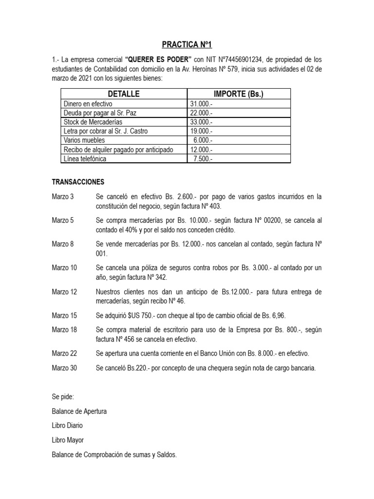 Práctica Contable para Estudiantes | PDF | Derecho | Hogar, jardinería ...
