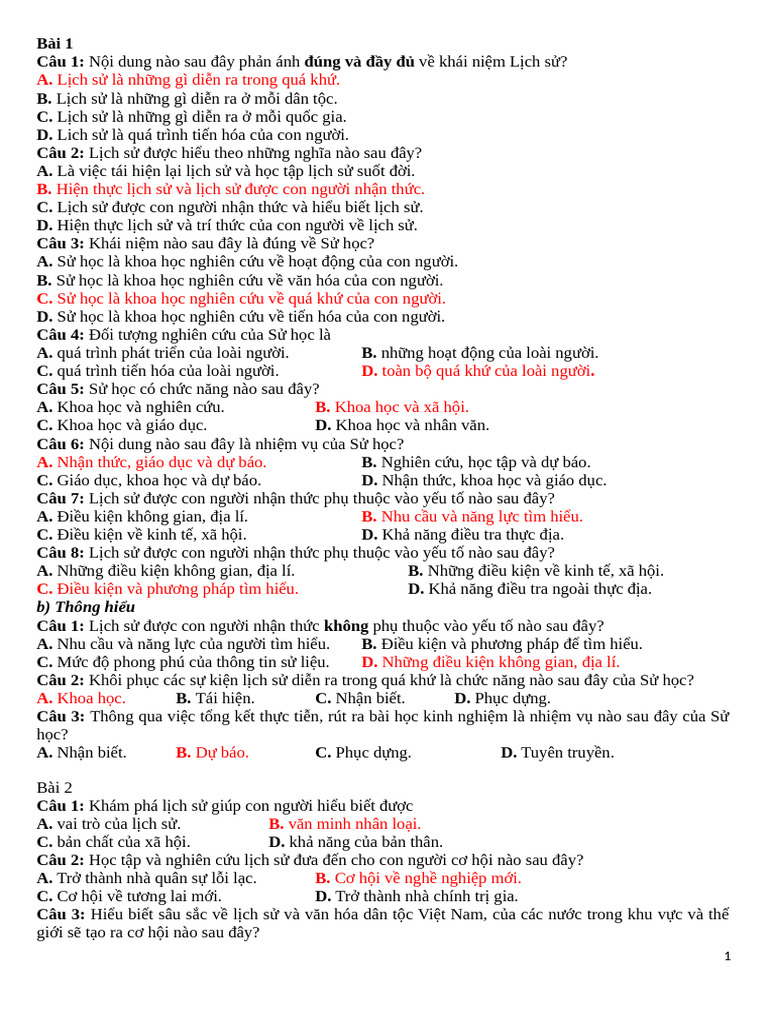 Đề ôn LS 10 GK 1 | PDF