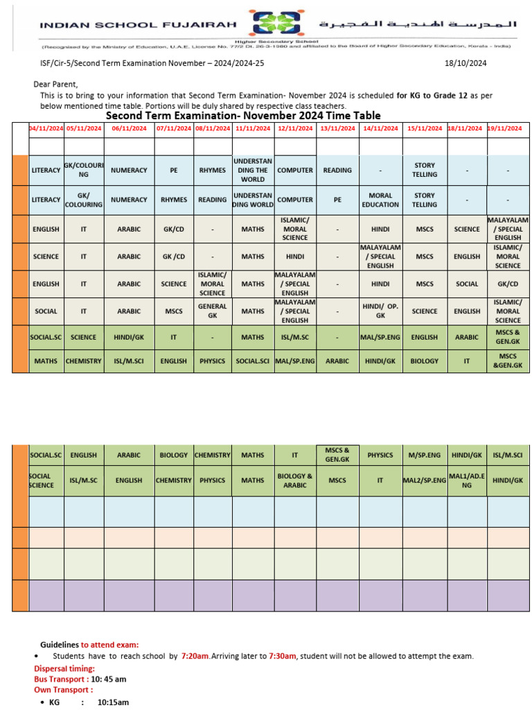 Second Term Exam Schedule 2024 | PDF | Master Of Science