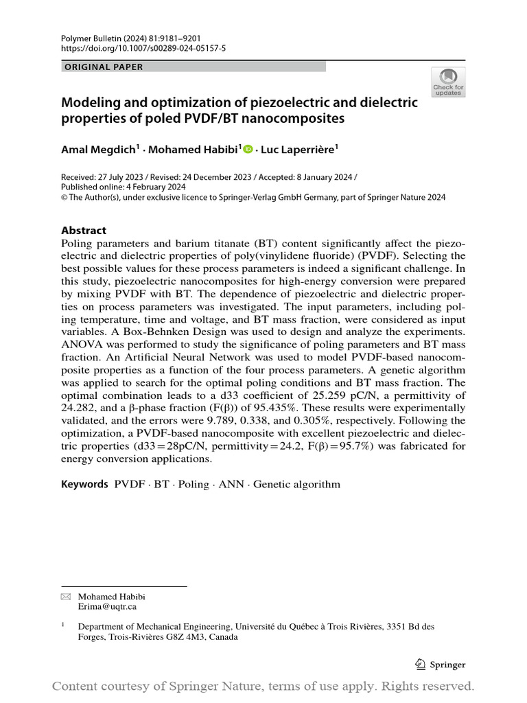 Modeling and Optimization of Piezoelectric and Die | PDF ...