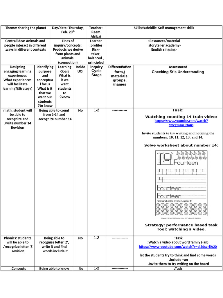 Lesson Plan Thursday 20feb | PDF | Learning | Lesson Plan