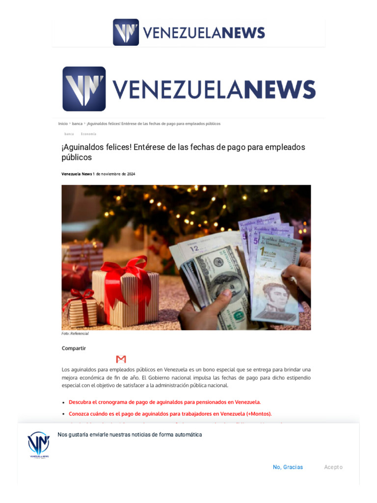 ¡Aguinaldos! Conozca Las Fechas de Pago para Empleados Públicos | PDF ...