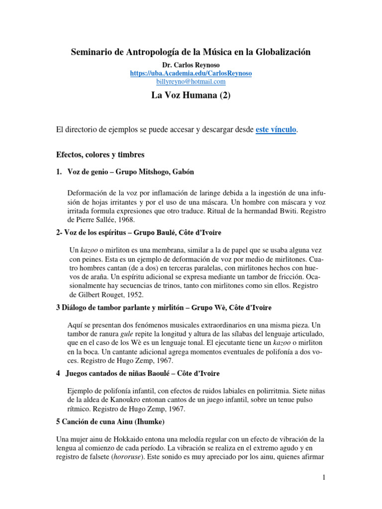 La Voz Humana en La Musica Parte 2 de 3 | PDF | Musicología