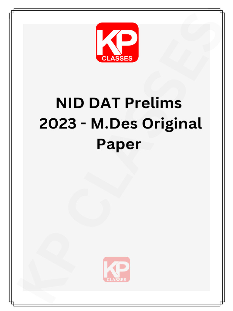 NID DAT Prelims 2023 Sample Questions | PDF | Reason