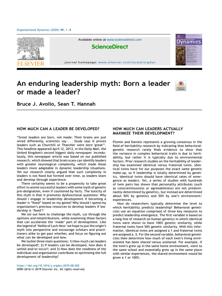 Debunking Leadership Myths: Born vs. Made | PDF | Heritability | Leadership