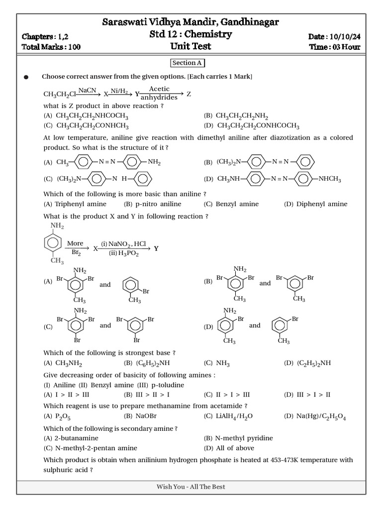 Unittest d10 oct 2024 pdf amine acid