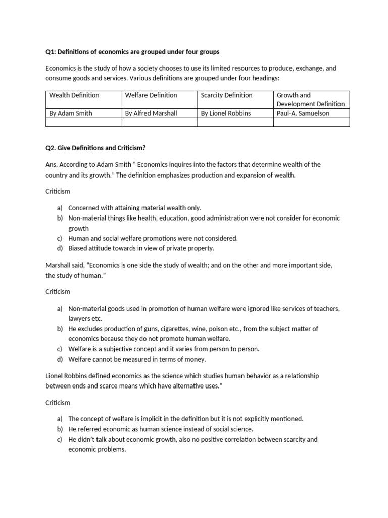 Definition Of Economic PDF Economics Wealth