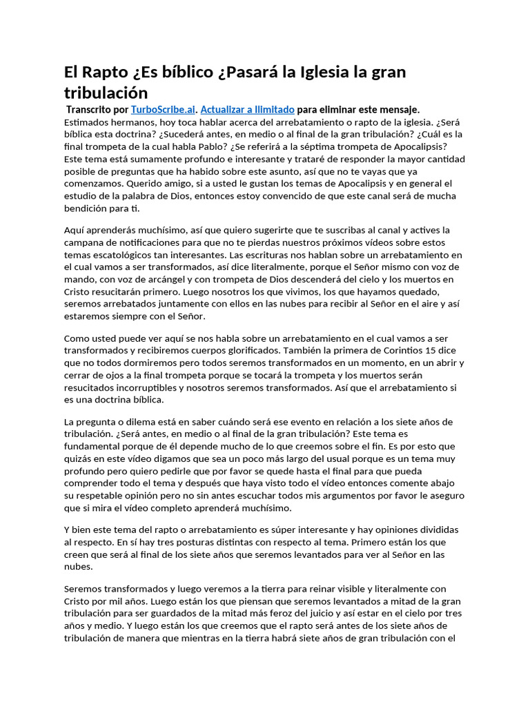 El Rapto y la Gran Tribulación | PDF | Cristo (título) | Éxtasis