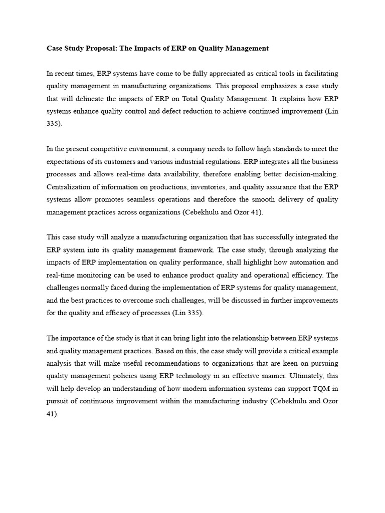 ERP's Role in Quality Management Case Study | PDF