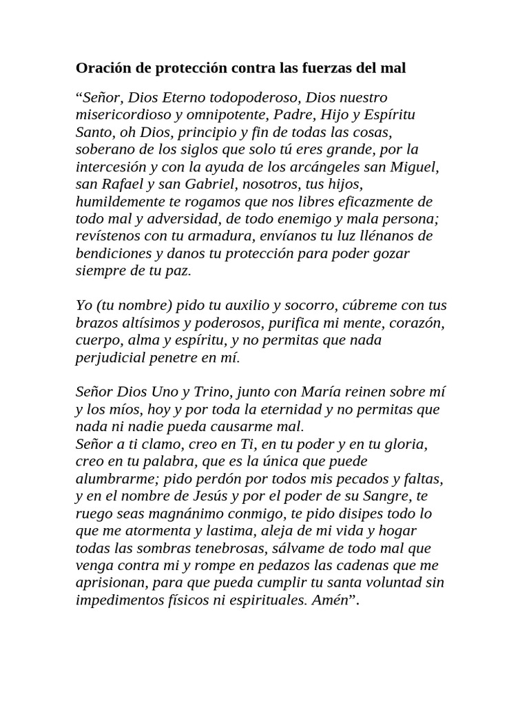 Oración de Protección Contra el Mal | PDF | Religión y espiritualidad