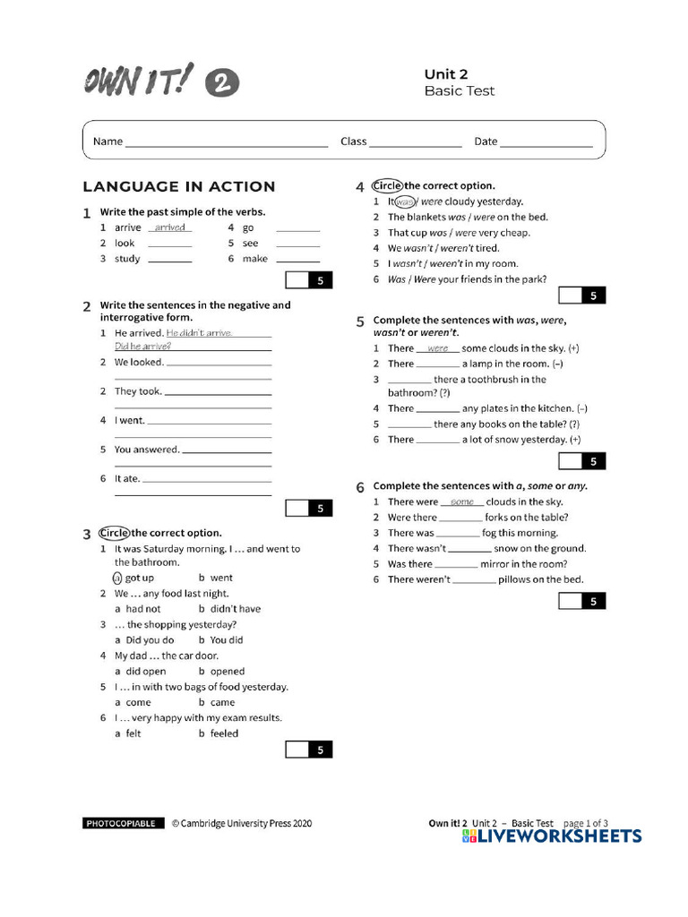 Test unit 2 standard pdf