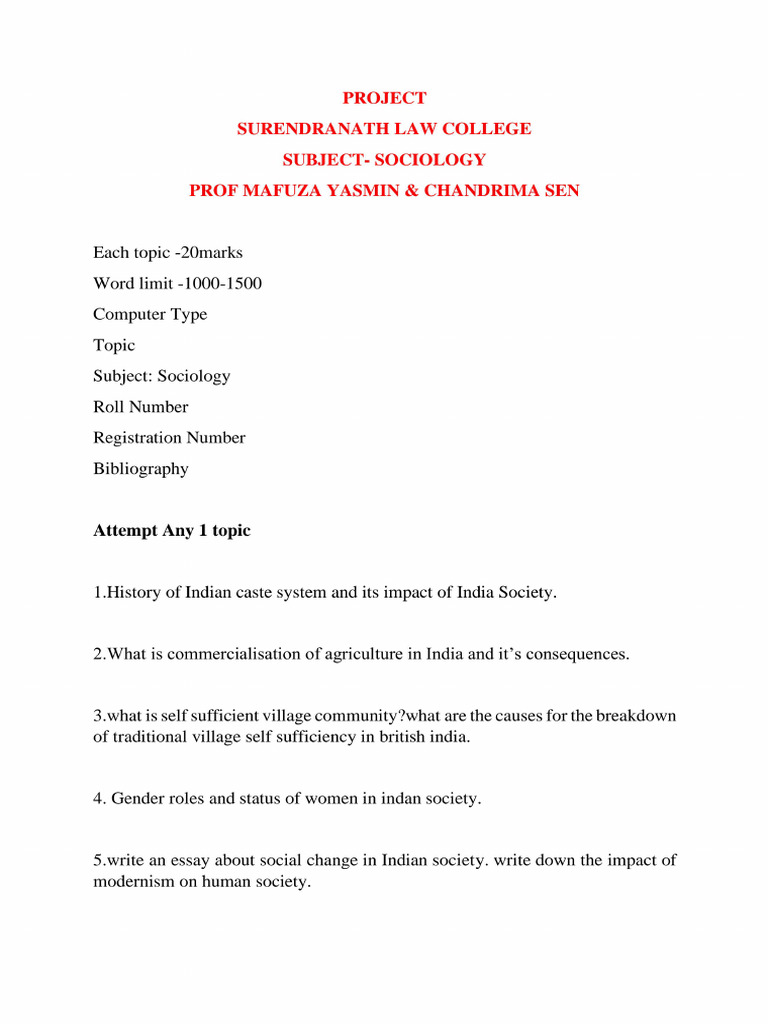 Sociology Project Pdf