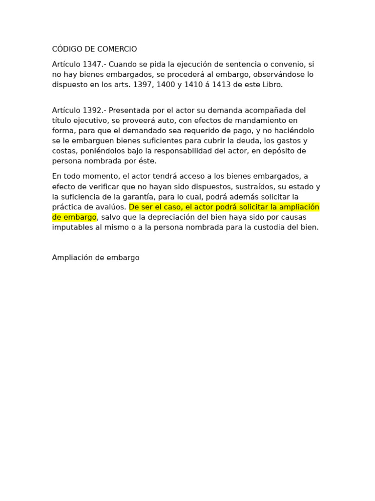 Ampliacion de Embargo | PDF