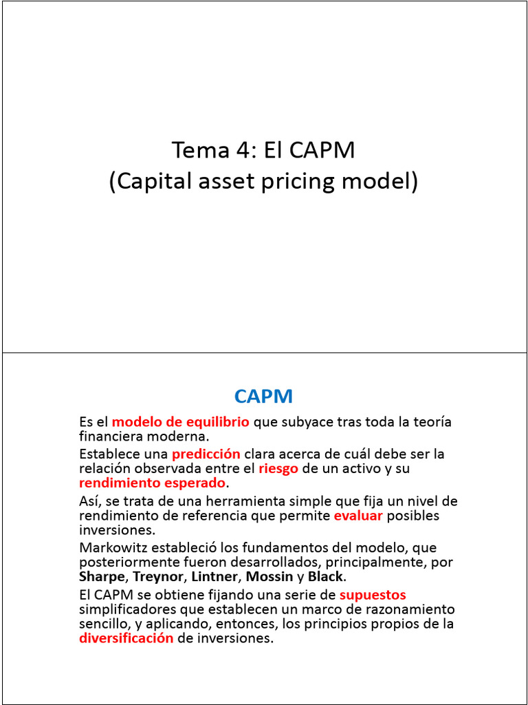 Fundamentos del CAPM y su Aplicación | PDF | Modelo de fijación de ...