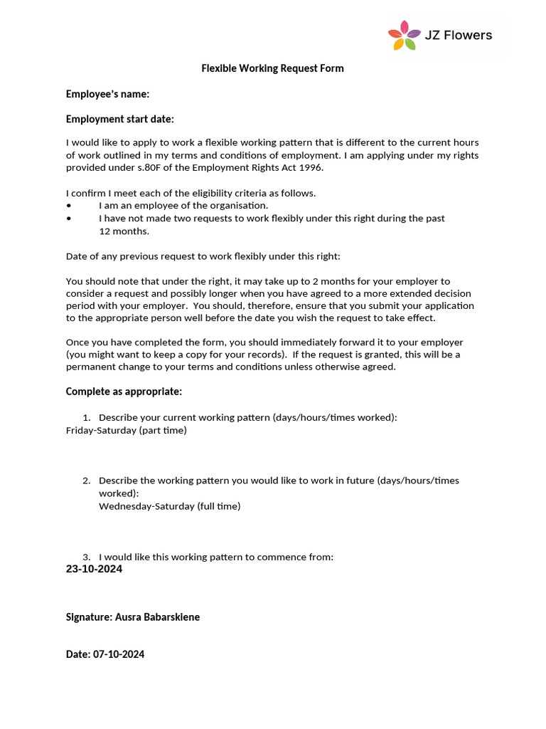 Flexible Work Request Guide | PDF