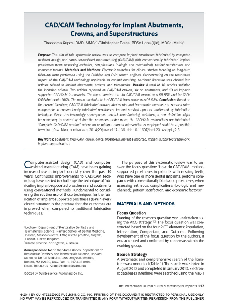 2014 CAD CAM Technology For Implant Abutments, Crowns, and ...