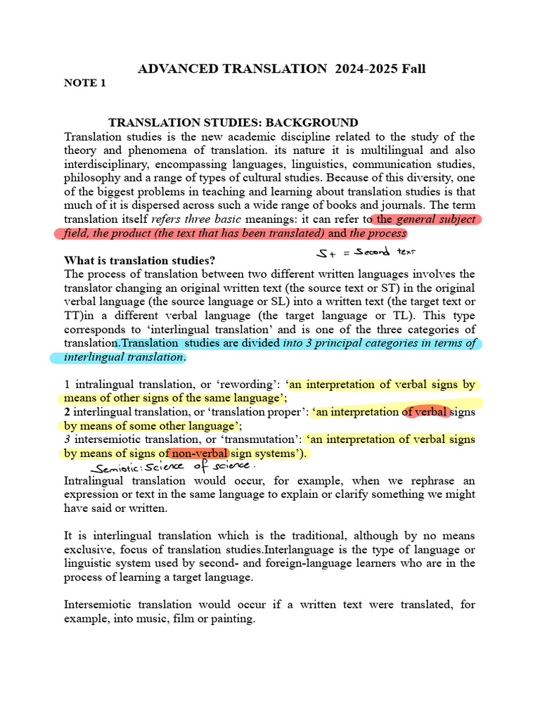 Advanced Translation Studies Overview | PDF | Translations | Language ...