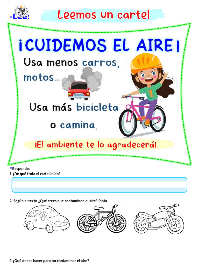 Ficha Leemos Carteles Sobre El Cuidado Del Medio Ambiente. | PDF ...