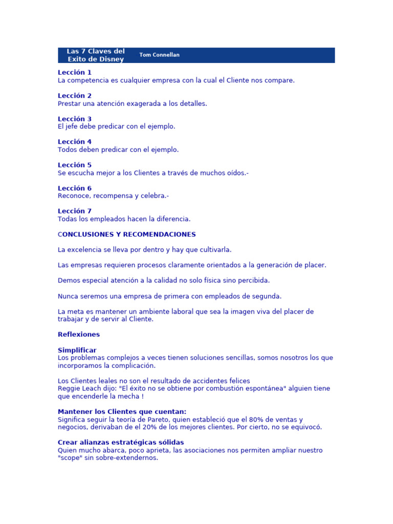 Las 7 Claves Del Exito de Disney | PDF | Crecimiento personal y ...