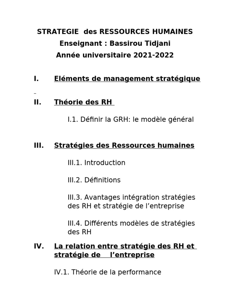 Stratégies en Gestion des RH | PDF