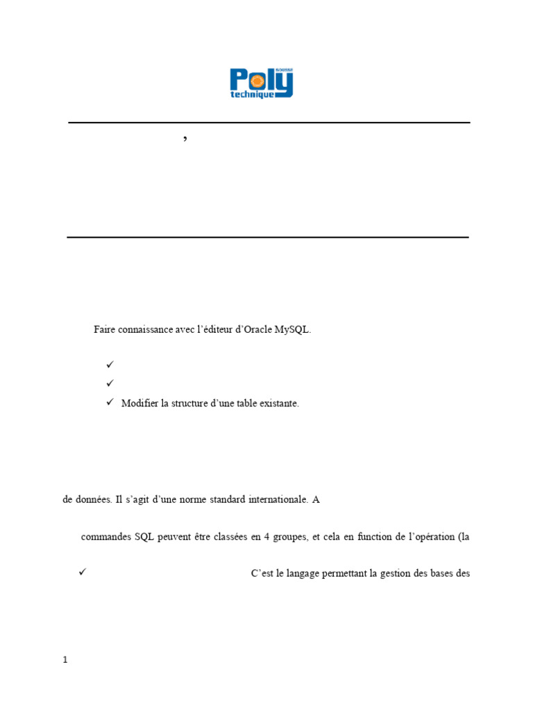 TP 3 Base Polytech | PDF | SQL | Gestion informatique